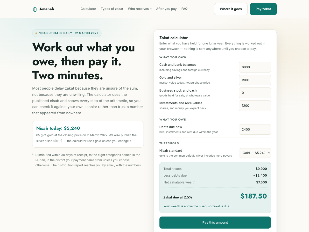 Zakat Calculator & Payment
